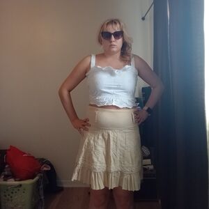 Cream Embroidered Skirt